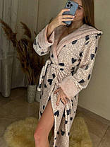 Теплий жіночий довгий махровий халат із серцями ТУРЦІЯ, фото 5