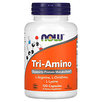 Tri-Amino, NOW Foods, амінокислоти орнітин, аргінін, лізин, 120 капсул