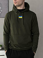 Мужской демисезонный худи с флагом Украины / патриотическая кофта толстовка хаки с капюшоном весна осень