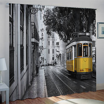 Комплект фотоштор на замовлення за індивідуальними розмірами "Жовтий трамвайчик"