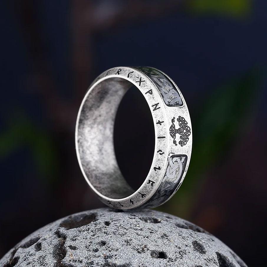 Кільце печатка перстень чоловіче сталеве EDGAR 19 з медичної нержавіючої сталі з Рунами