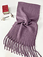 Теплый объемный однотонный шарф Дерби 190*50 см лиловый
