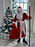 Костюм Діда Мороза, велюровий костюм, новорічний костюм Дід Мороз, червоний Дід Мороз, фото 2