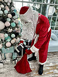 Костюм Діда Мороза, велюровий костюм, новорічний костюм Дід Мороз, червоний Дід Мороз, фото 7