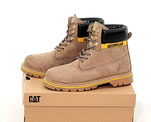 Зимові чоловічі черевики Caterpillar CAT Winter Brown Взуття Катерпіллер коричневі нубук хутро