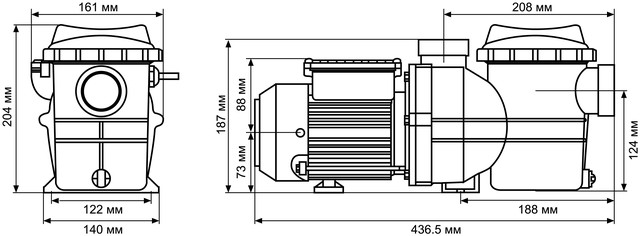 Розміри насоса для басейну AquaViva LX SMP020