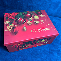 Набор прямоугольных коробок 10 шт Рождественские игрушки на красном