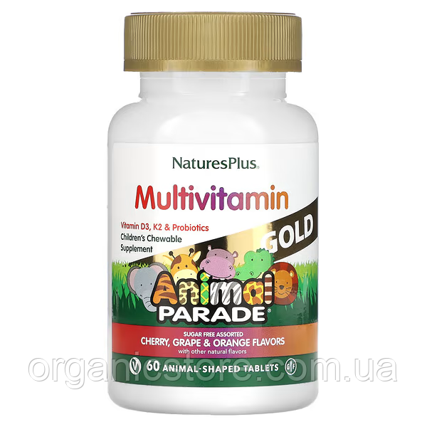 Жувальні мультивітаміни з мікроелементами для дітей, асорті, NaturesPlus, 60 таблеток у формі тварин