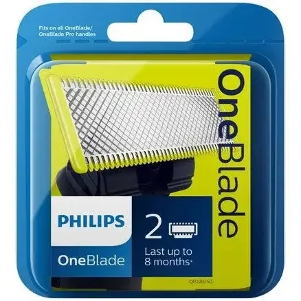 Змінні леза Philips OneBlade QP220/50 2 шт. насадка для гоління обличчя, насадка для тримера філіпс уан блейд