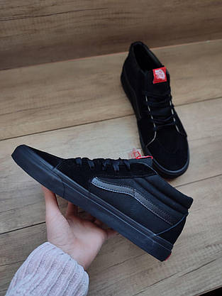 Високі Vans Old Skool ALL Black кеди чорні замша чоловічі ванс демісезон унісекс, фото 3