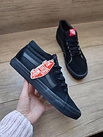 Высокие Vans Old Skool ALL Black кеды черные замша мужские ванс демисезон унисекс