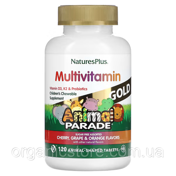 Жувальні мультивітаміни з мікроелементами для дітей, асорті, NaturesPlus, 120 таблеток у формі тварин
