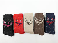 Женские высокие носки махровые зимние KBS однотонные ЦВЕТОК, размер 37-40 6 пар\уп микс цветов