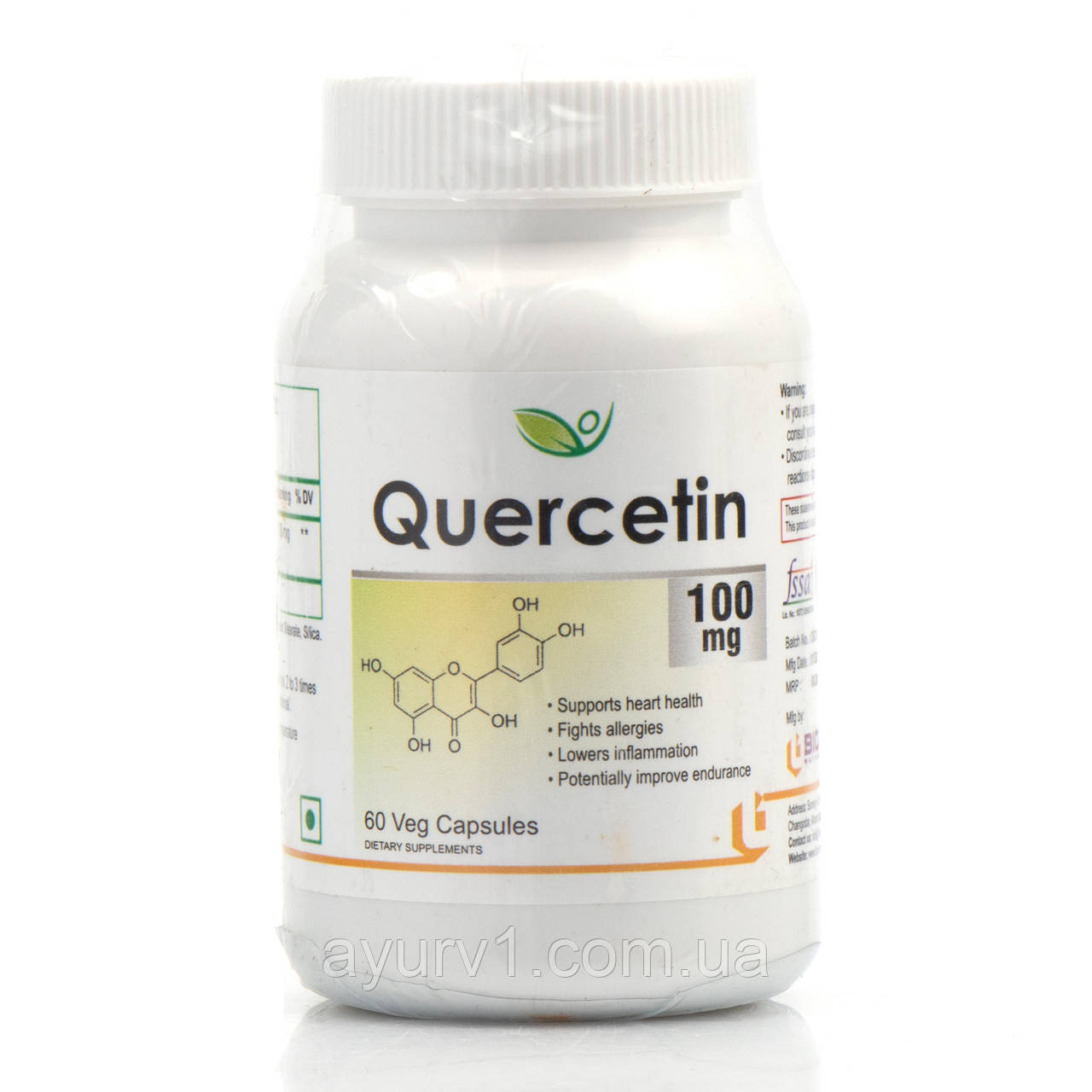 Кверцетин Біотрекс Quercetin 100mg Biotrex 60 veg.capsules для дихальної системи, при грипі, застуді