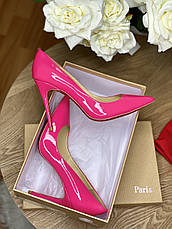 Жіночі рожеві малинові шкіряні туфлі — човники Louboutin So Kate 10 cm Dark Pink лабутини, фото 3