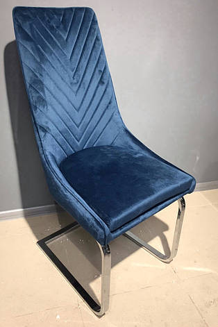 Стілець м'який в стилі модерн для дому та офісу  Лоренц Sof, оббивка синій велюр, фото 1