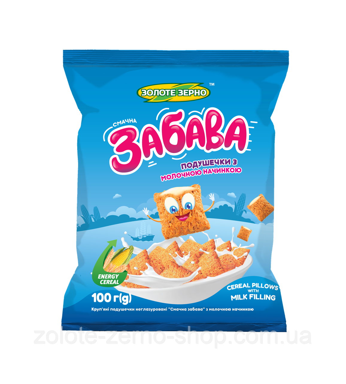 Подушечки круп’яні неглазуровані «Смачна забава» з молочною начинкою 100 г