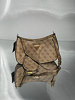 Женская сумка Guess Noelle Quattro G Shoulder Bag (коричневая) красивая модная сумочка KIS99051