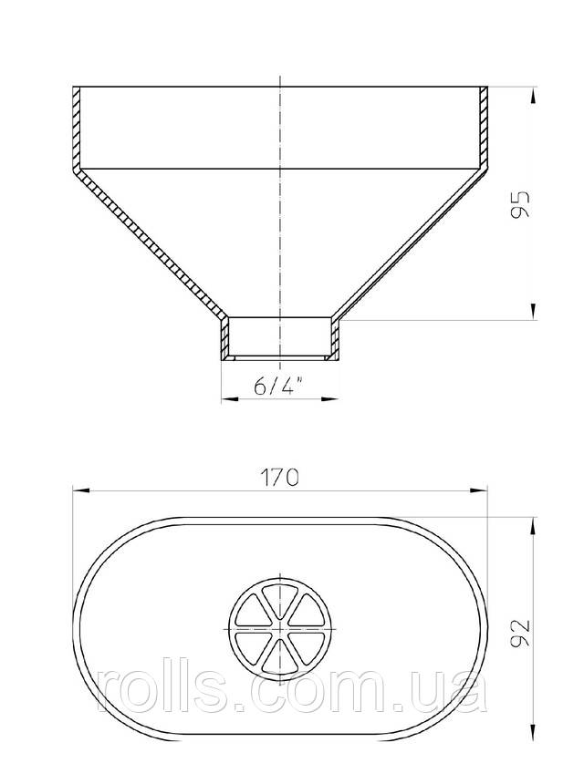 Креслення та розміри Крапельна лійка HL20