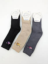 Жіночі високі шкарпетки махрові шкарпетки KBS однотонні КВІТИ,  37-40 мікс кольорів 6 пар\уп, мікс кольорів