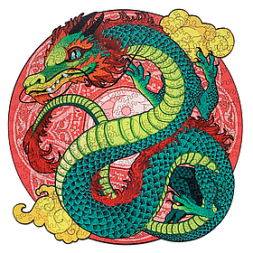 Середній Фігурний Дерев'яний Пазл Woods Story Вогняний Дракон L