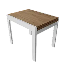 Стіл - слайдер обідній КОРС Neman, колір дуб крафт золотий +білі ноги, фото 2