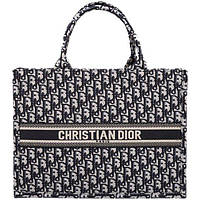Женская Стильная Сумка Шоппер Кристиан Диор Christian Dior Черно-Белая 41х32х11 см