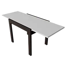 Стіл- слайдер обідній КОРС Neman, колір білий стільниця +венге  ноги, фото 4