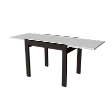 Стіл- слайдер обідній КОРС Neman, колір білий стільниця +венге  ноги, фото 3