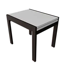 Стіл- слайдер обідній КОРС Neman, колір білий стільниця +венге  ноги, фото 2