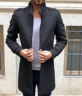 Мужское демисезонное стильное кашемировое пальто на пуговицах размеры S-XL Серый, S