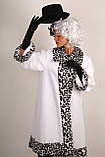 Карнавальний костюм жіночий Круелла р-р 42 - 50 Чорно -- білий, фото 2