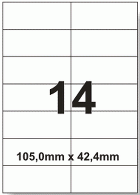 Самоклейний папір (самоклейка) на 14 комірок (105х42,4 мм /100/А4*14), фото 2