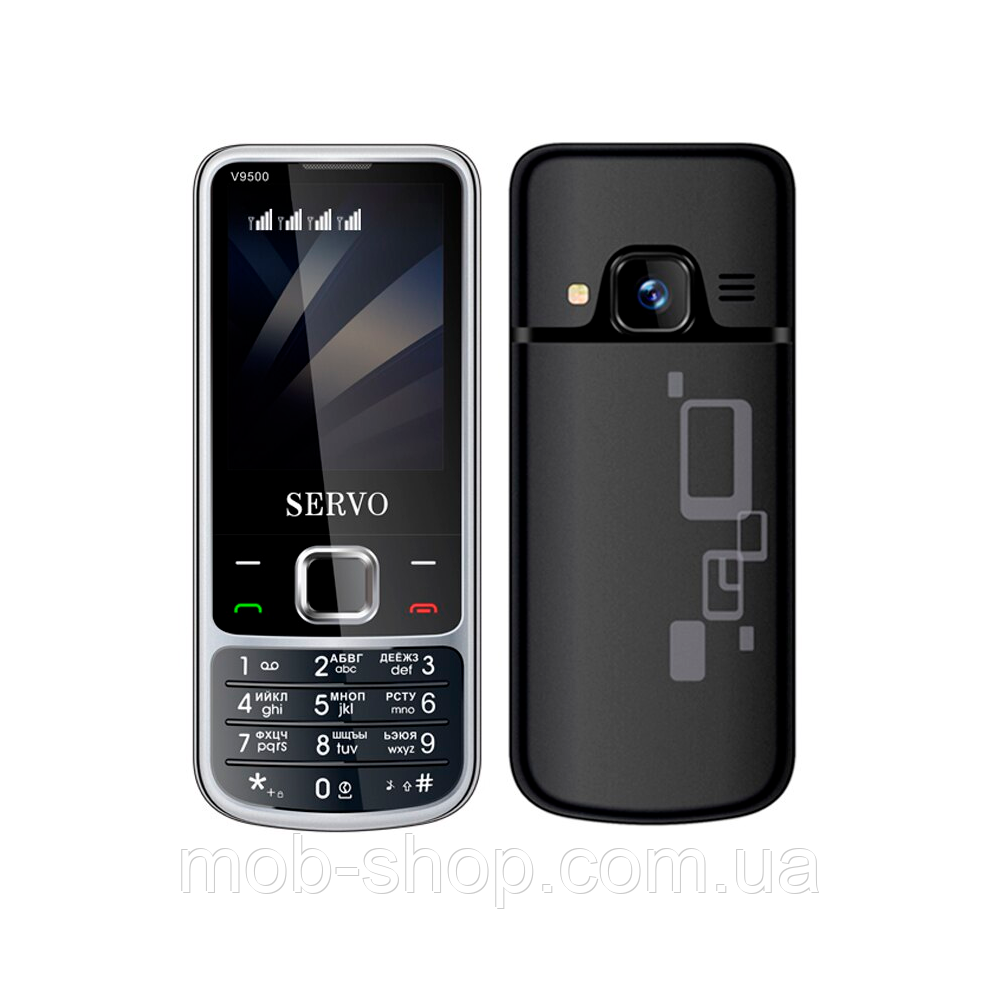 Мобільний телефон Servo V9500 black на 4 сім карти зручна кнопкова дзвонилка з гарним звуком