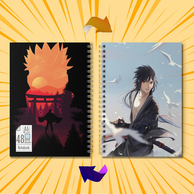 Зошит 48 арк. на скобі у клітинку Nаruto 003
