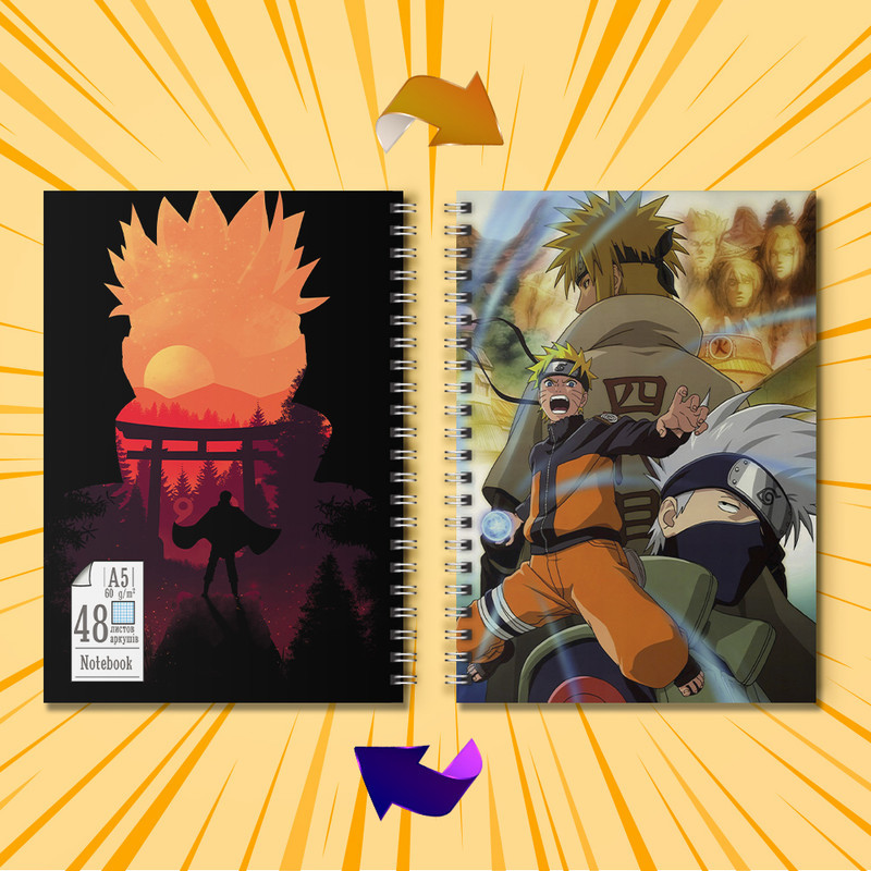 Зошит 48 арк.  на скобі у клітинку Naruto 010
