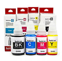 Чернила комплект для Canon Pixma G2411, совместимая краска, 4 цвета, флаконы 3*70 мл + 1*135 мл, Refill Ink