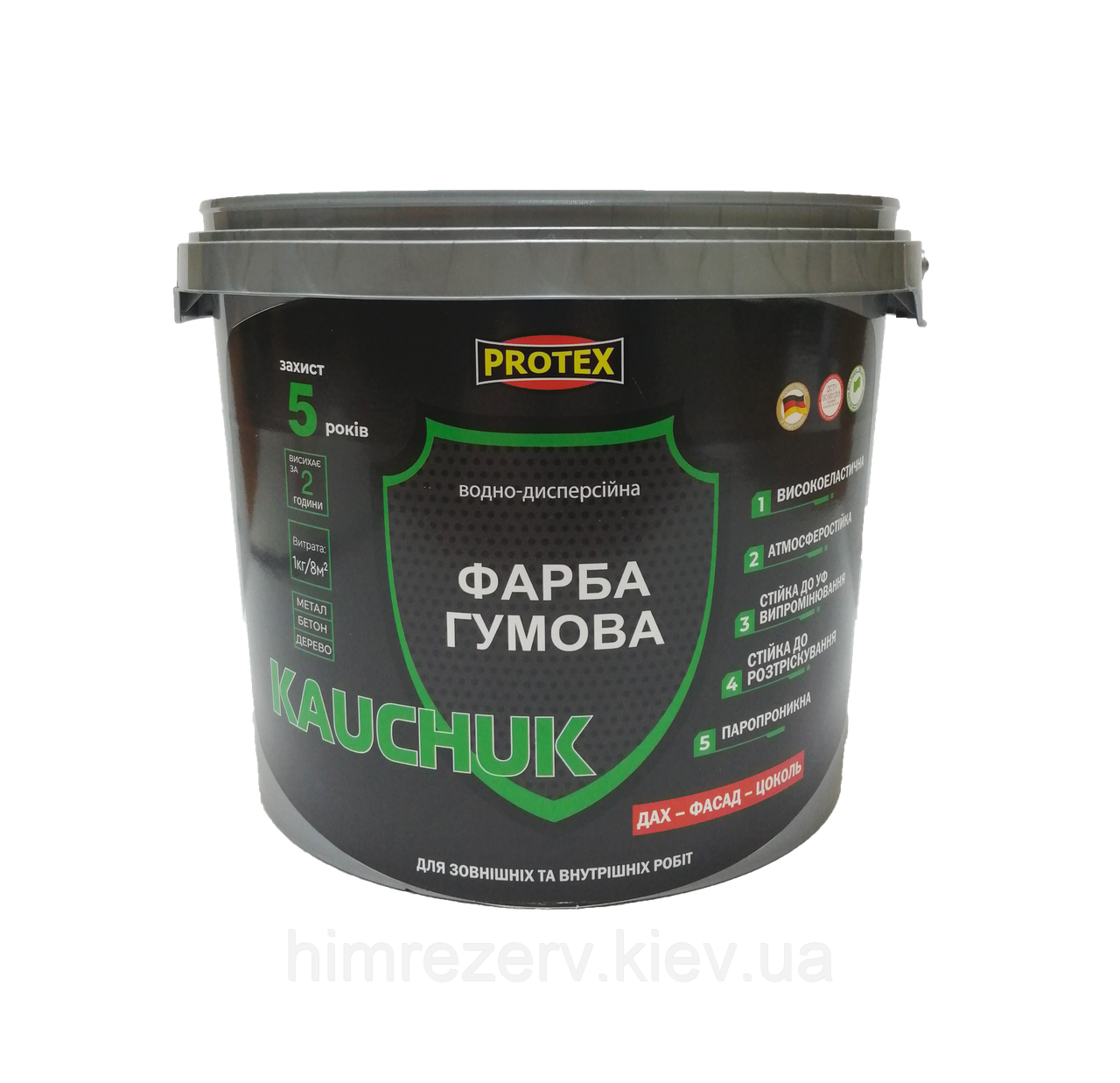 Фарба високоеластична KAUCHUK proof PROTEX 3.2кг (3л) кольори в асортименті