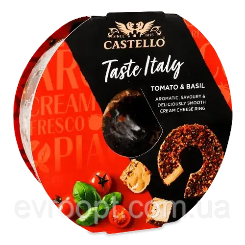 Крем-сир Castello з томатом і базиліком 65%, 125г, фото 1