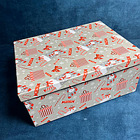 Набор прямоугольных коробок 10 шт Новогодние атрибуты на сером