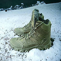 Зимние армейские берцы, ботинки из натуральной кожи с мехом. Олива. Размер 42 (27,5 см)