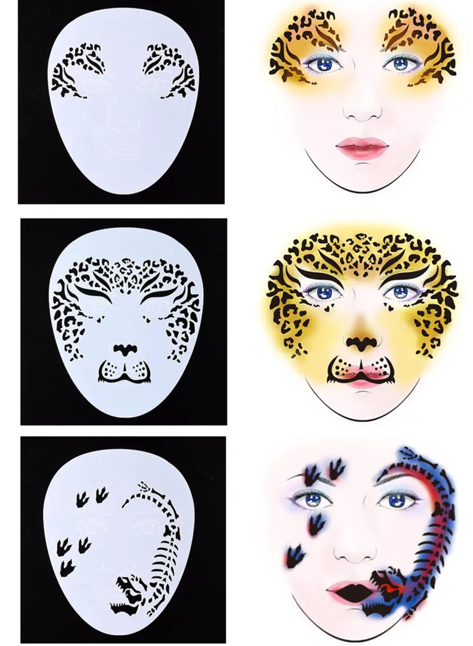 3 трафарети для малювання обличчя 123 багаторазові для бодіарту