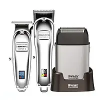 Комбо-набір для стрижки машинка, тример та електробритва Sway Dipper S, Vester S, Shaver Pro Silver (115 KIT2)
