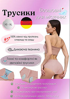 Трусики для місячних 🩸 S безшовні бікіні рожеві післяпологові урологічні