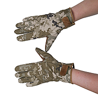 Тактические перчатки зимние, армейские водонепроницаемые перчатки Soft shell (Пиксель). 1603-M, M, Пиксель