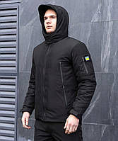 Тактическая Зимняя Куртка Мужская Winter Jacket Motive Черная, Куртка Короткая Зима Прорезиненная Плащевка