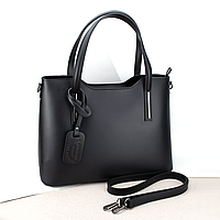 Сумка жіноча шопер шкіряна Virginia Conti 8066 велика з 2 ручками чорна