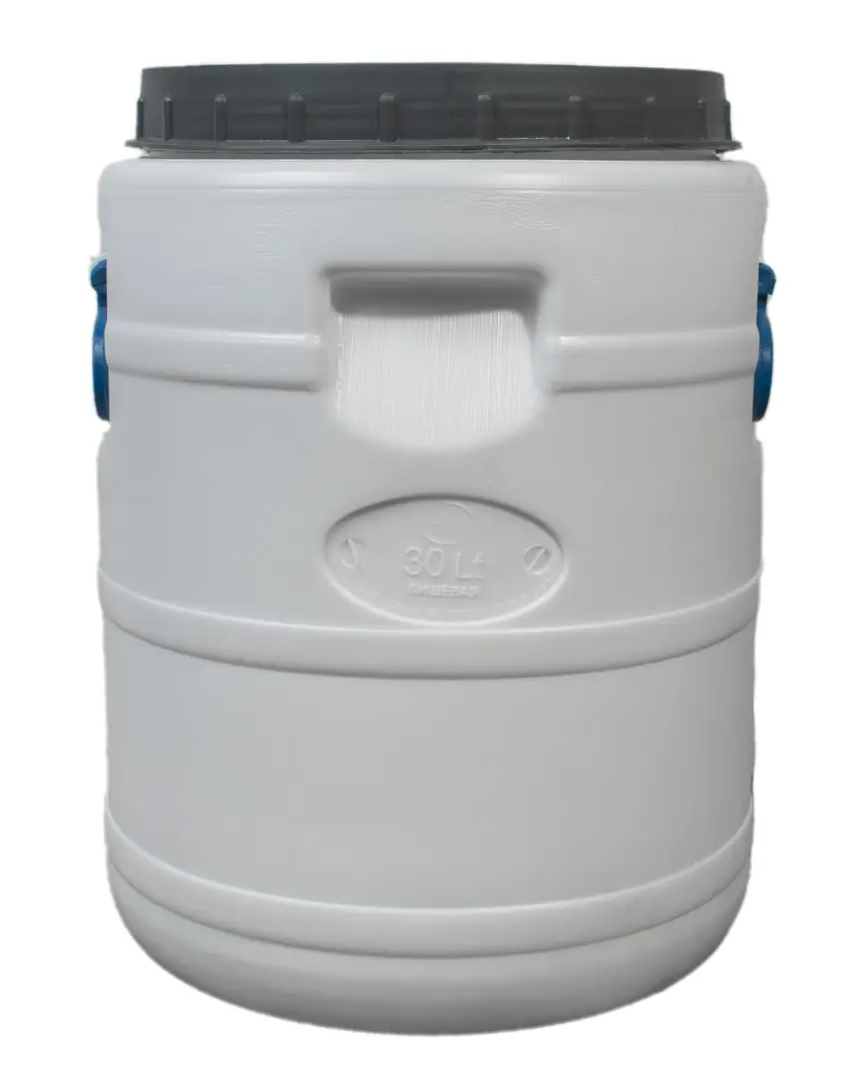 Пластикова бочка 30 л харчова біла бідон широка горловина для солінь, меду, молока, фото 1