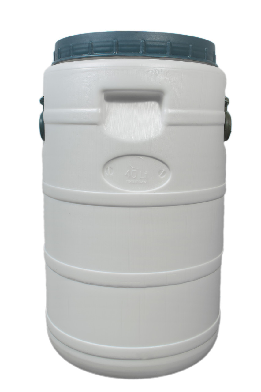 Біла бочка 40 л широка горловина для води,молока та засолювання, фото 1