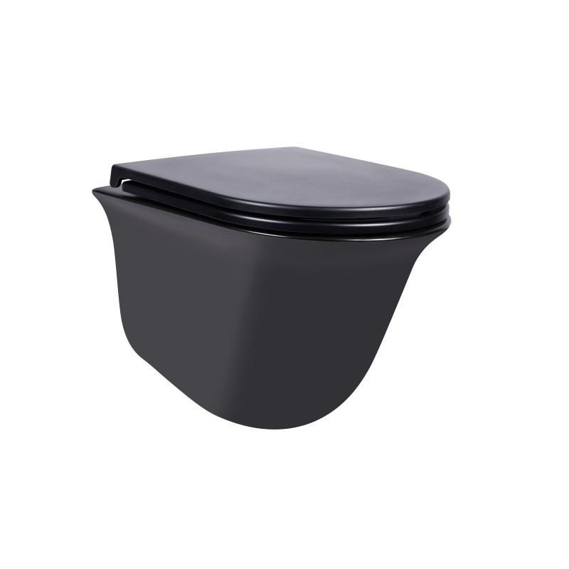 Унітаз Qtap Virgo QT1833051ERMB укорочений, безобідковий із сидінням Soft-close